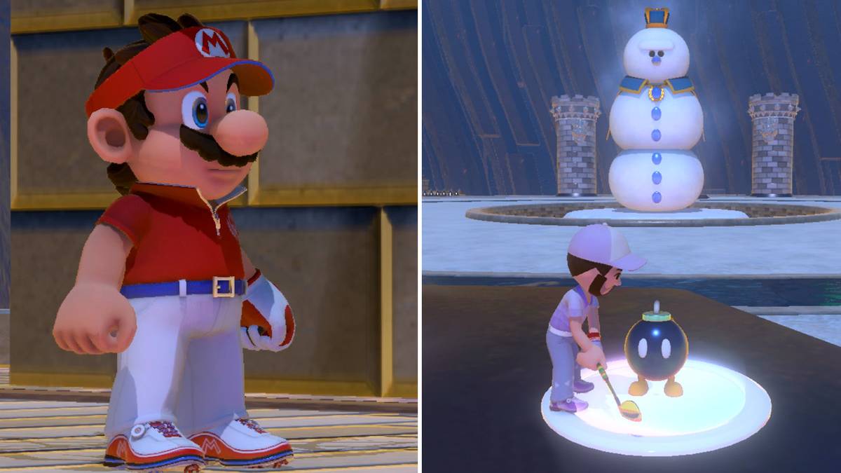 Mario can only watch as the player takes on the Snow King in Mario Golf: Super Rush