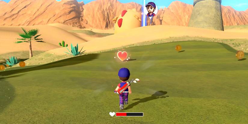 Picking up items in Mario Golf: Super Rush