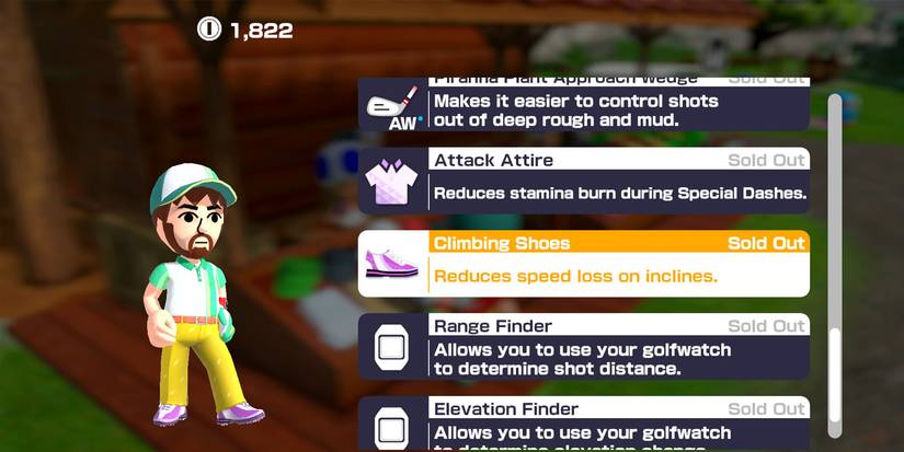 The Ridgerock Lake clubhouse shop in Mario Golf: Super Rush