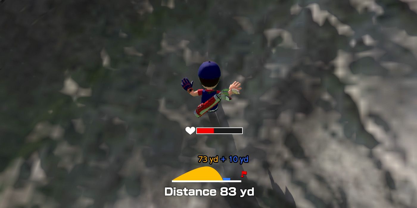 Falling down while climbing a cliff in Mario Golf: Super Rush