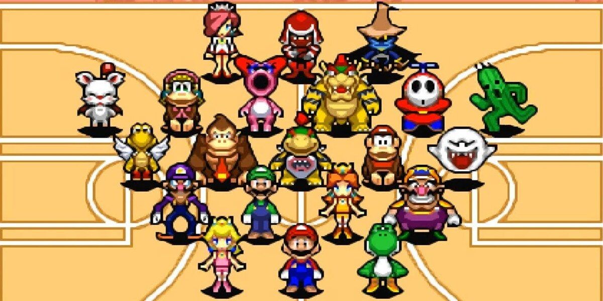 Roster of mario characters standing together