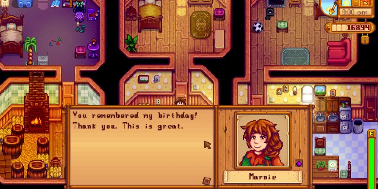 Marnie receiving a birthday gift