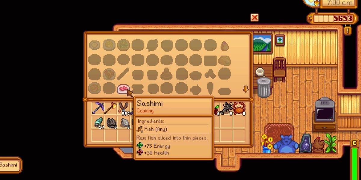 Sashimi in item menu.