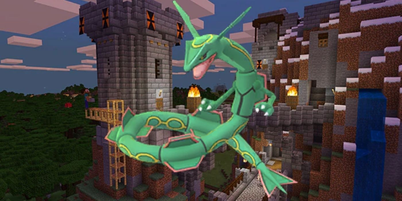 Minecraft player pixel art pokemon rayquaza legendary