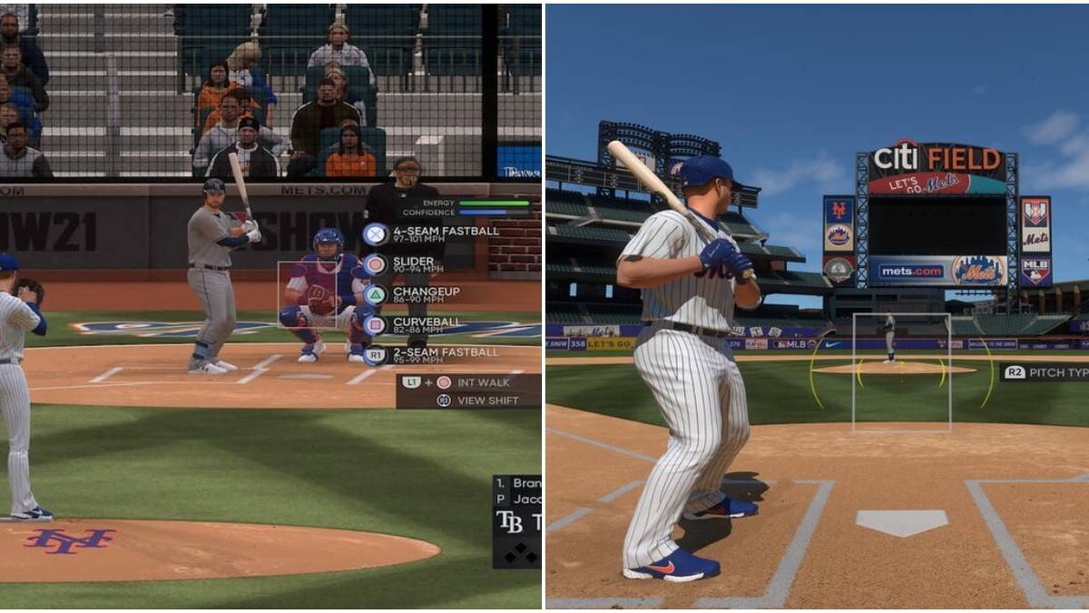 (Left) Pitching gameplay (Right) Batting gameplay