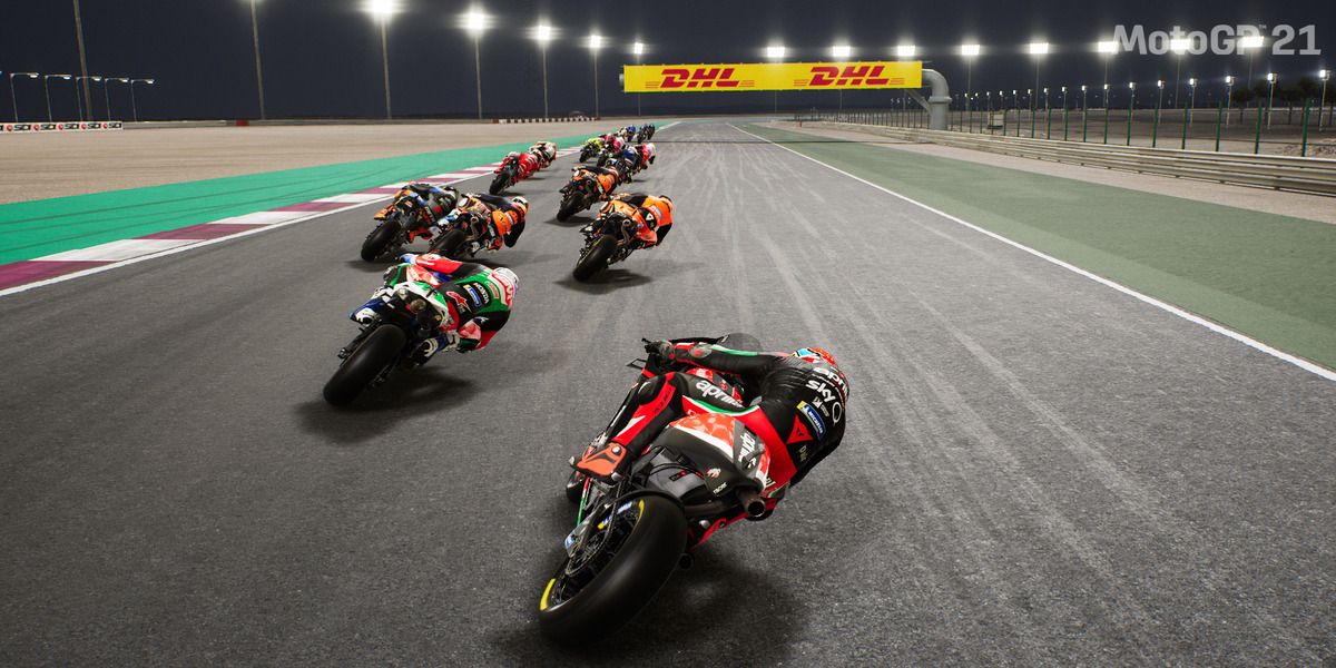 Motorbikes racing on track
