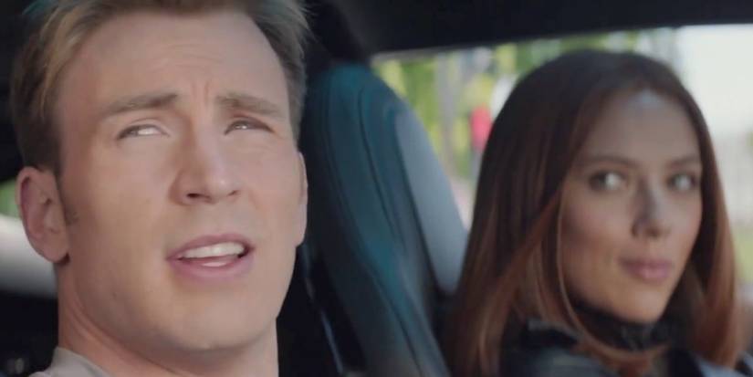 Black Widow picking up Captain America in Winter Soldier