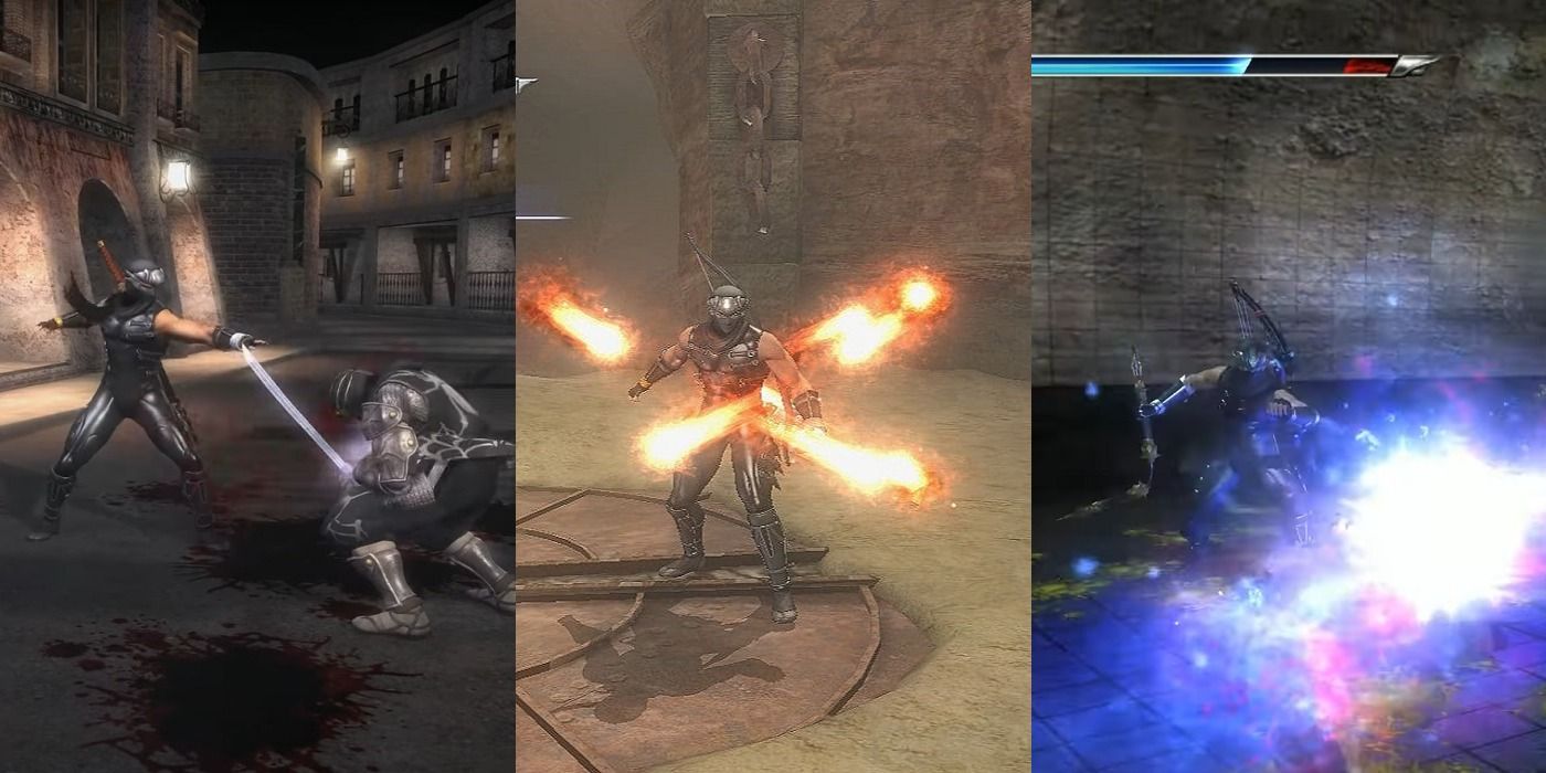 ninja gaiden action screenshots of various attacks