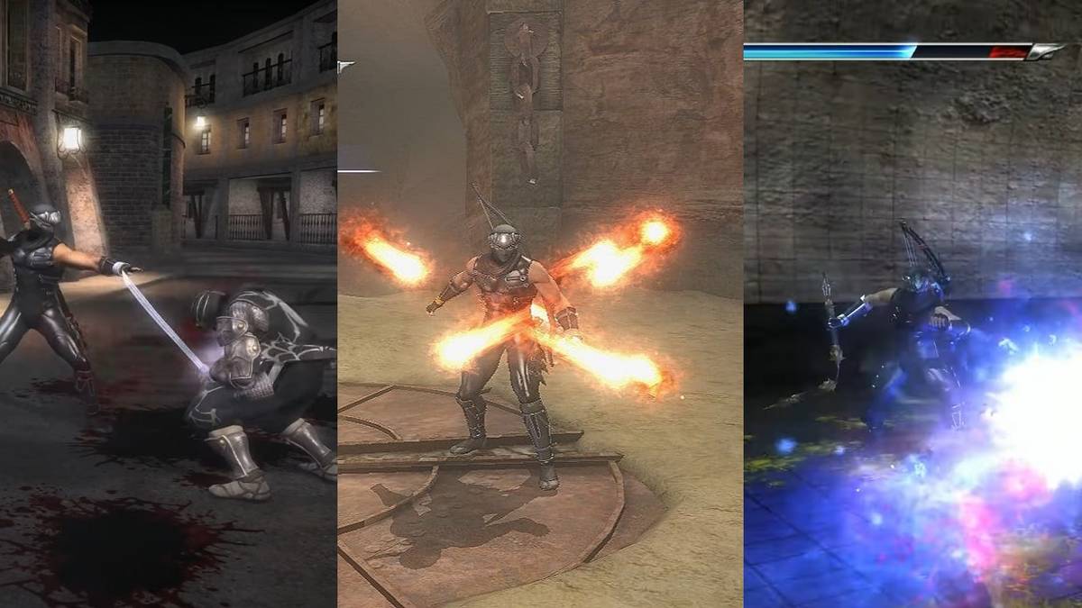 ninja gaiden action screenshots of various attacks