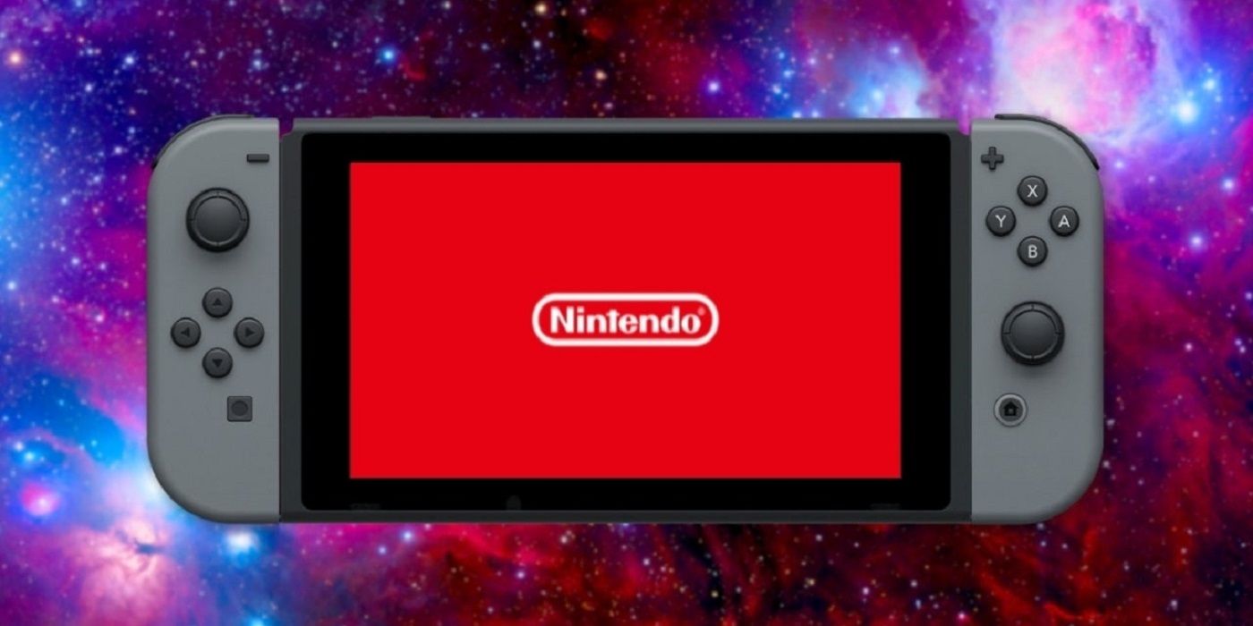 nintendo switch console against a space background
