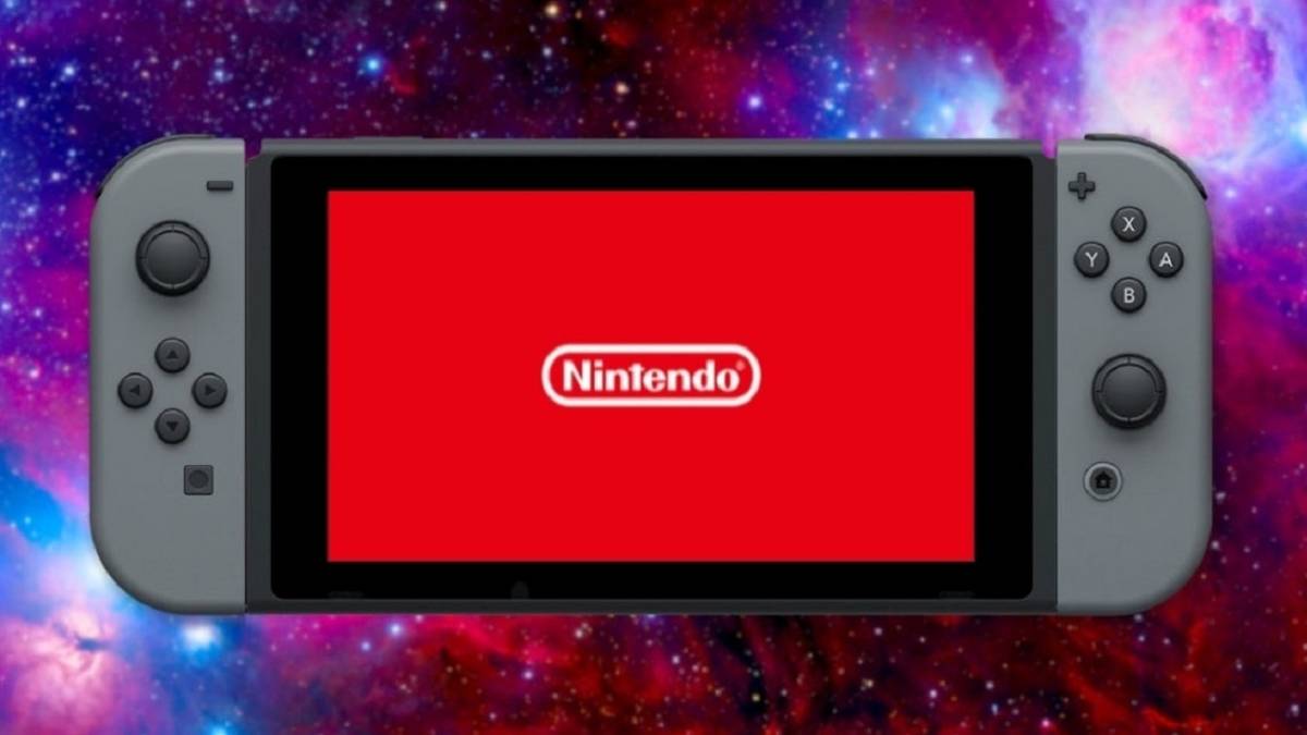 nintendo switch console against a space background