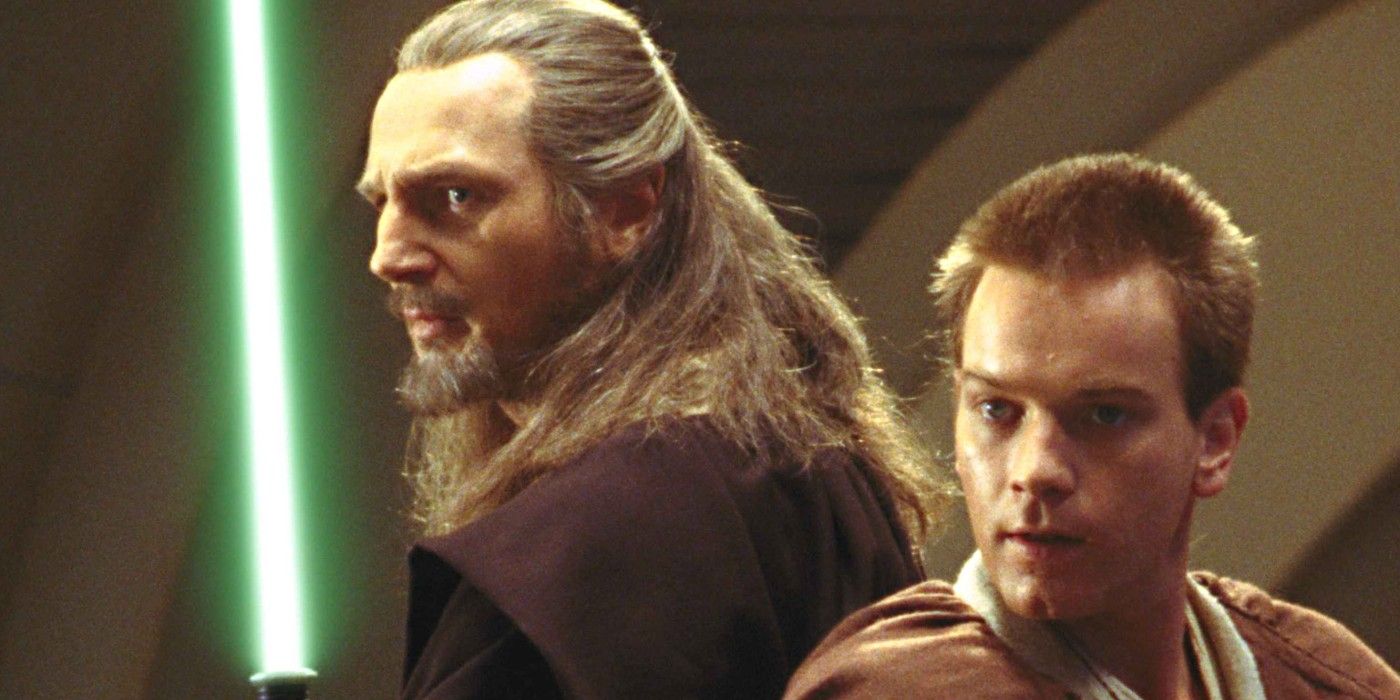 Liam Neeson and Ewan McGregor as Qui-Gon Jinn and Obi-Wan Kenobi in Star Wars The Phantom Menace