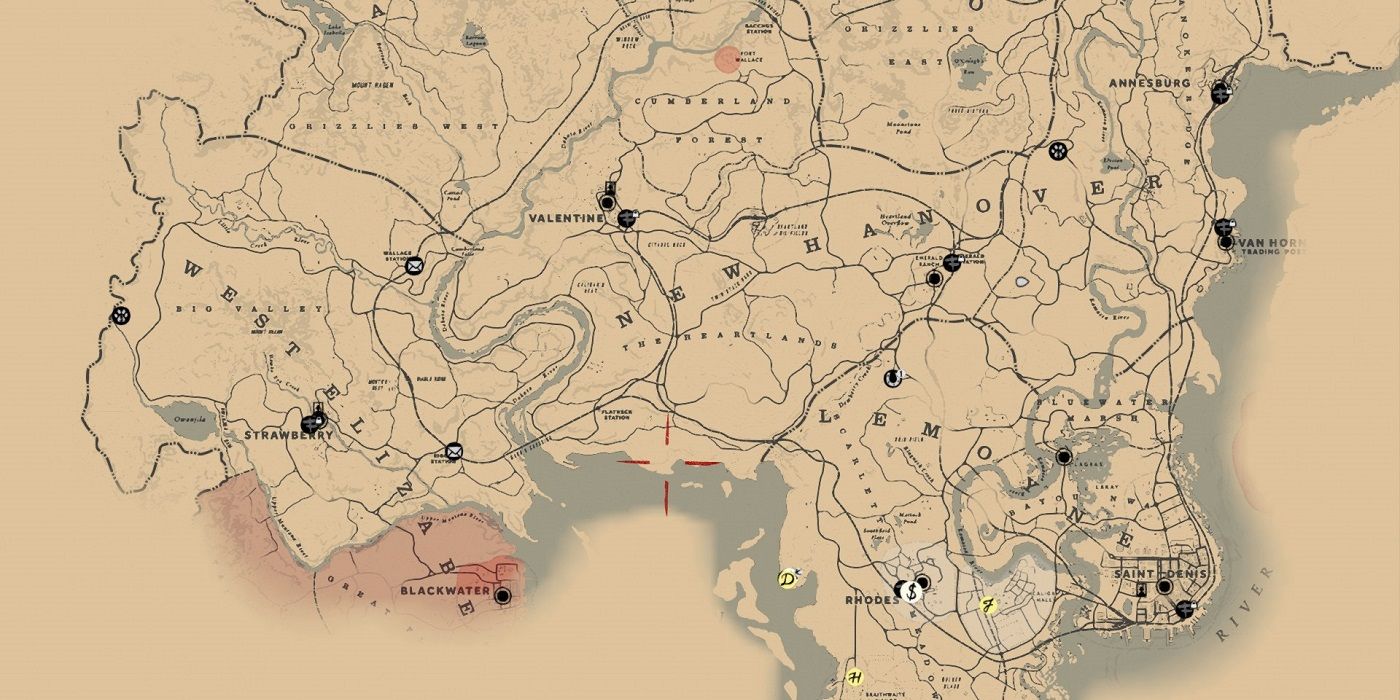 Large detailed map of Red Dead Redemption World, Games