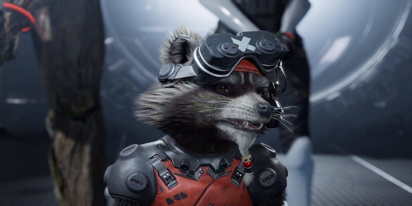 guardians of the galaxy square enix rocket raccoon close up
