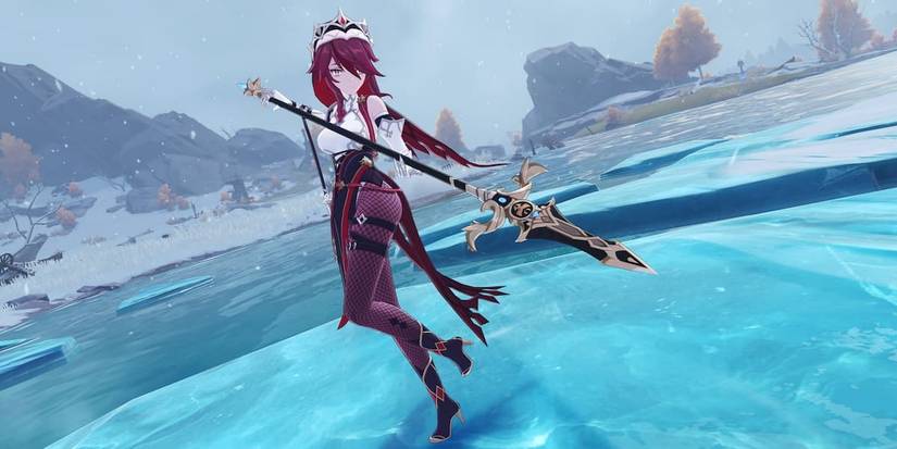 genshin impact rosaria polearm dragonspine ice lake