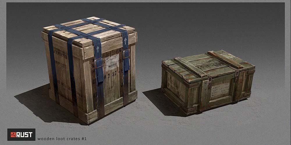 the two shapes of wooden loot crates in the game, one cube and one rectangular.