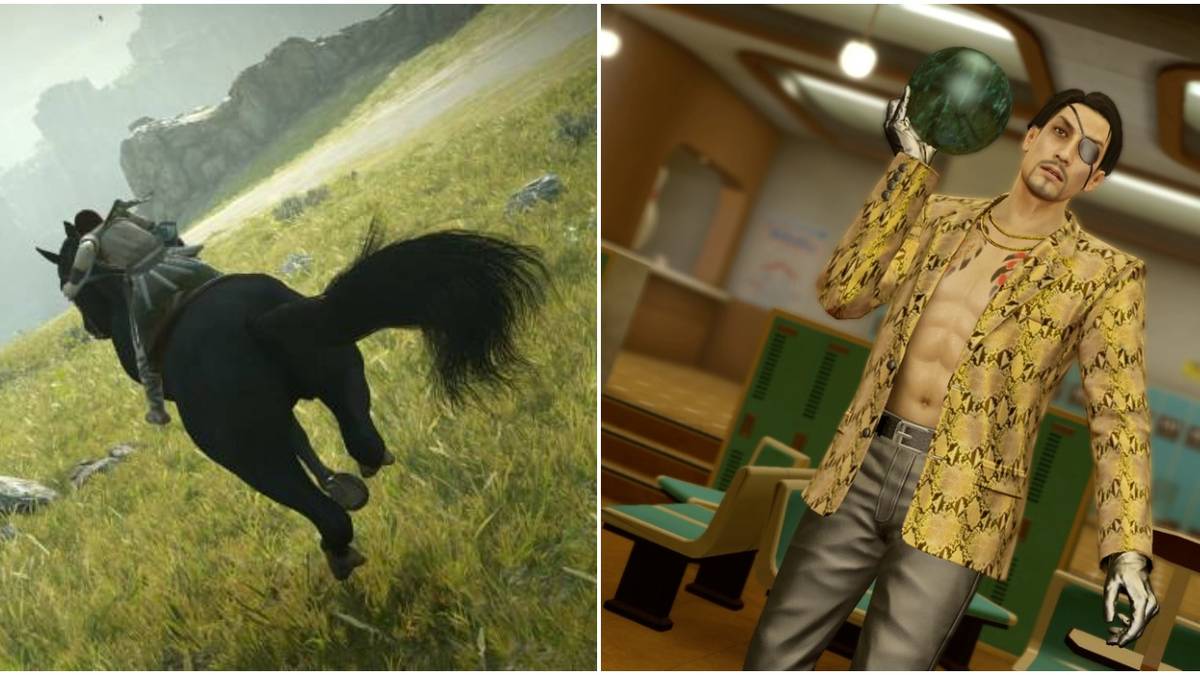 (Left) Wander riding Agro (Right) Goro Majima bowling