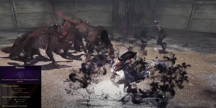 performing a shadow blast among wolves