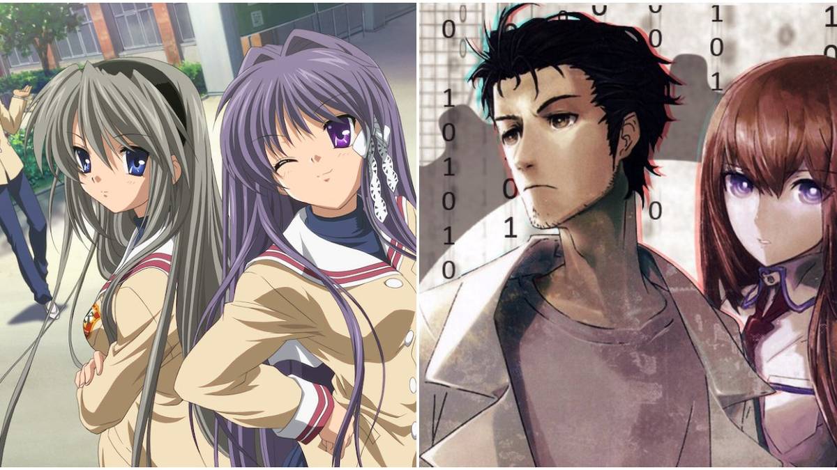 visual novel anime clannad steins gate split image