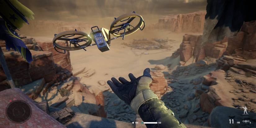 Throwing drone in the air