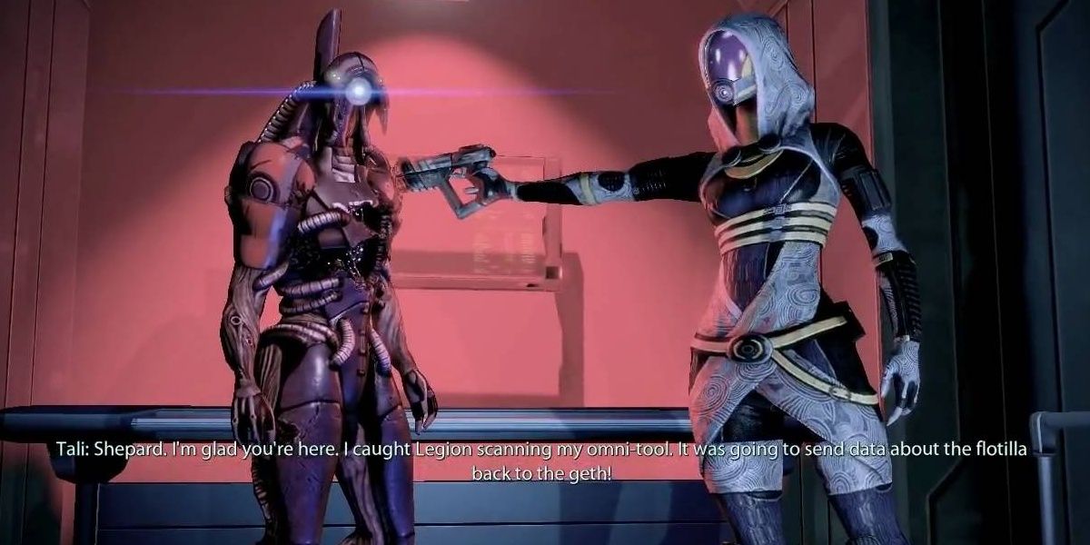 Tali and Legion have a standoff requiring intervention in Mass Effect 2 Legendary Edition