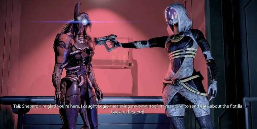 Tali and Legion have a standoff requiring intervention in Mass Effect 2 Legendary Edition