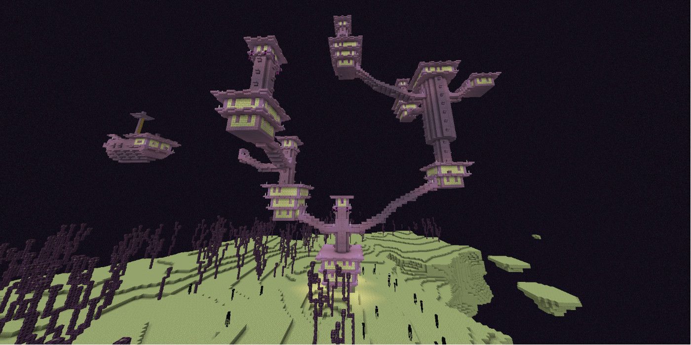 Minecraft End City With A Ship