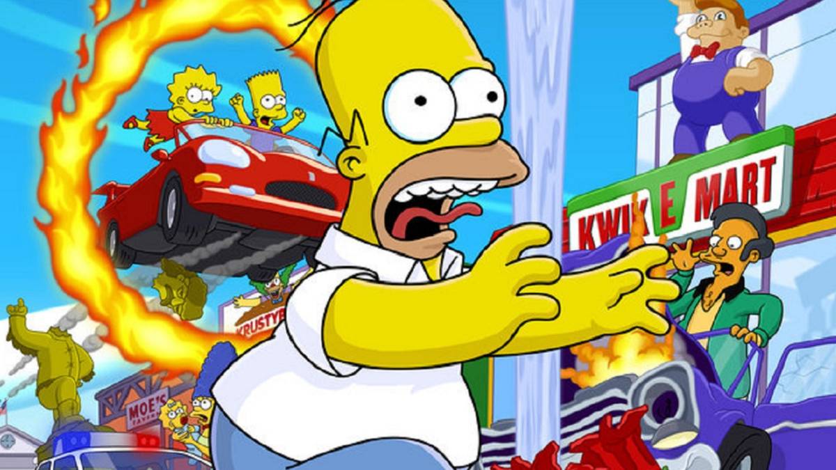 the simpsons hit and run key art