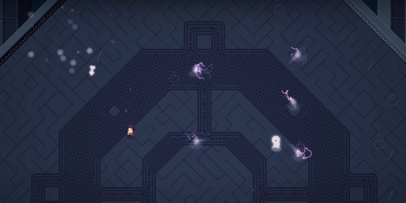 player fighting the soul, image of the titan soul, the final boss of the game that is a white ghost that shoots purple lightning balls.