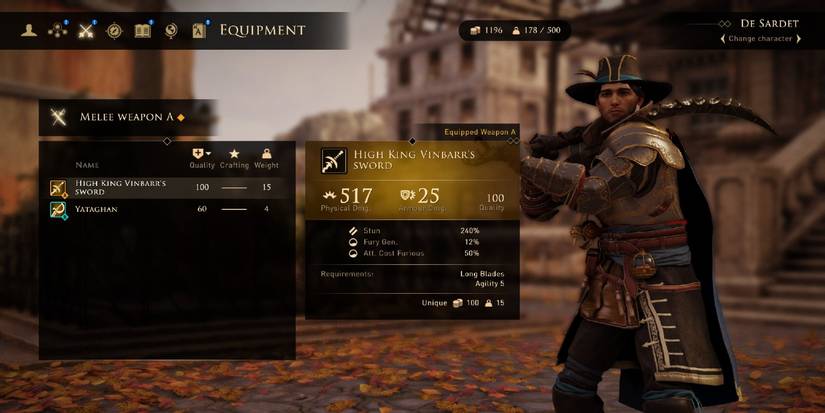 the weapons stat page for a legendary weapon
