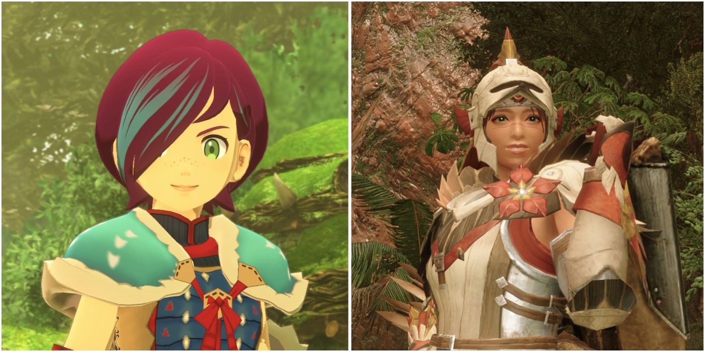 Characters from Monster Hunter Stories 2 and Monster Hunter Rise