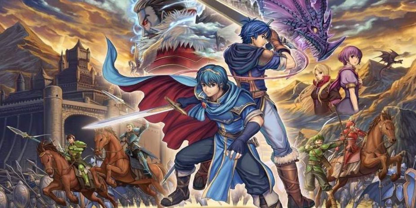 The box art featuring characters from Fire Emblem New Mystery of the Emblem