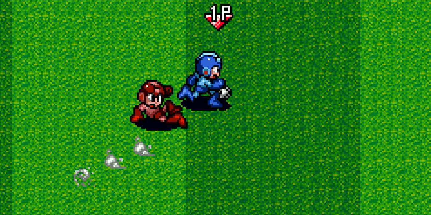 playing soccer in Mega Man Soccer