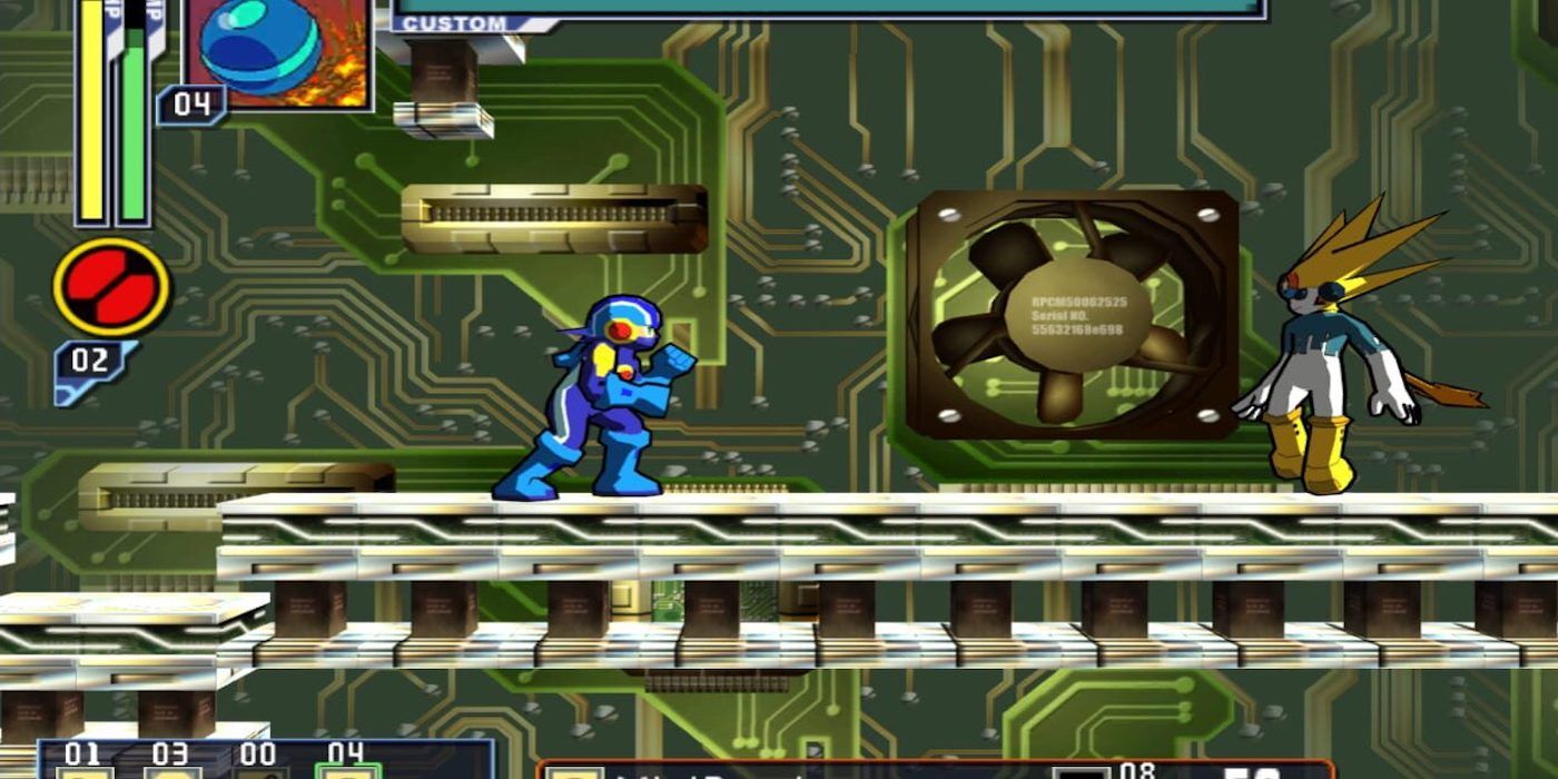 fighting enemies in Mega Man Network Transmission
