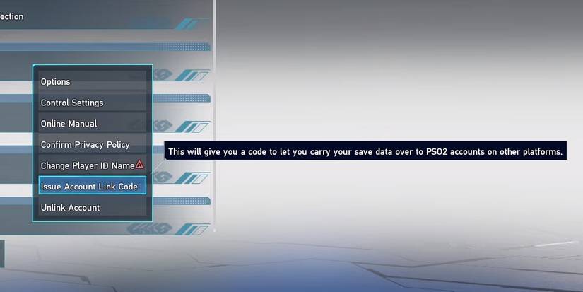 A Menu screen looking for an Account Link