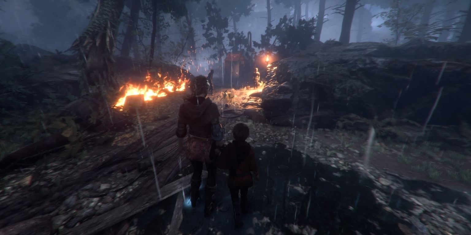 In the forest after the portcullis in A Plague Tale: Innocence.