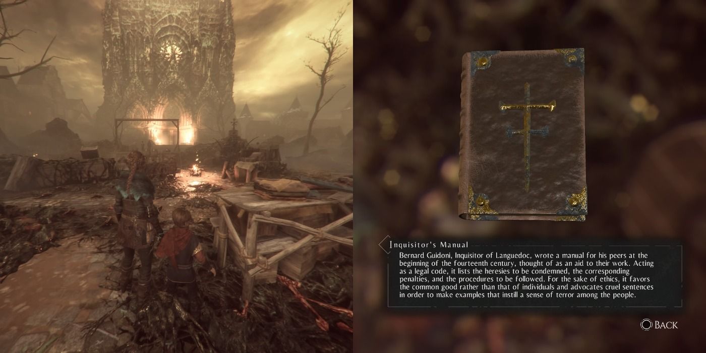 Inquisitors Manual, among the curiosities in A Plague Tale Innocence