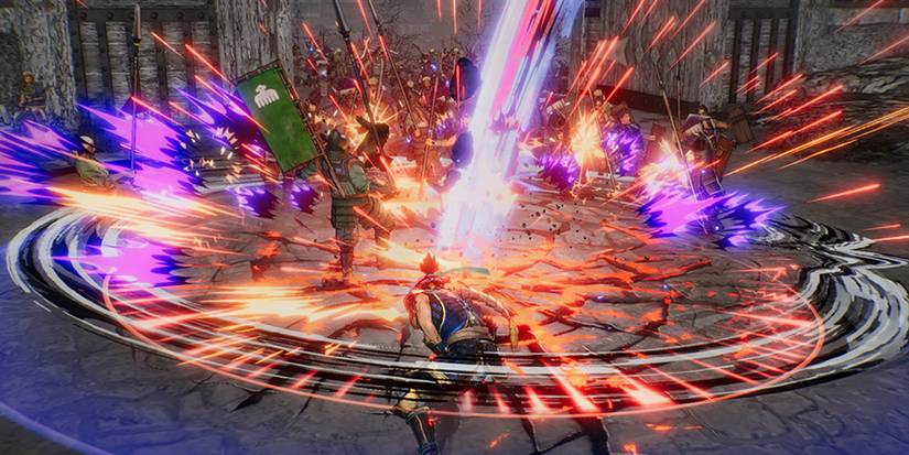 A character unleashing an attack