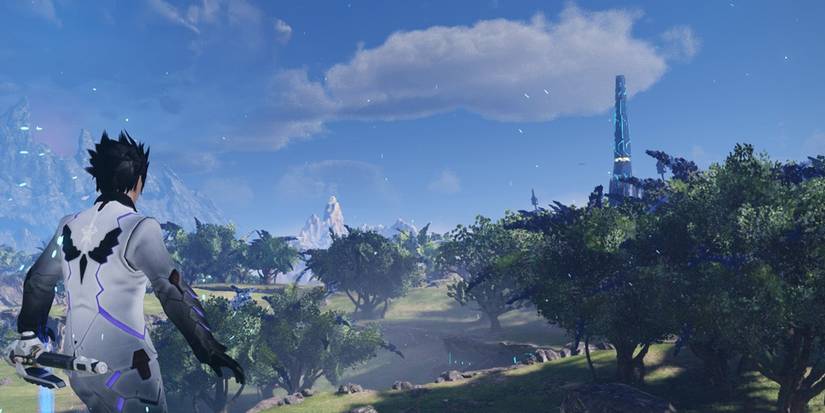 A person overlooking the vast open world of New Genesis