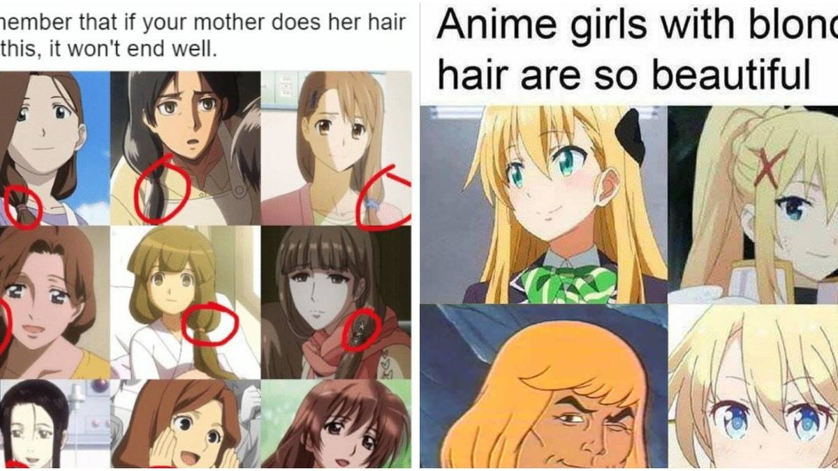 Dead Mom Hair and blonde anime hair memes