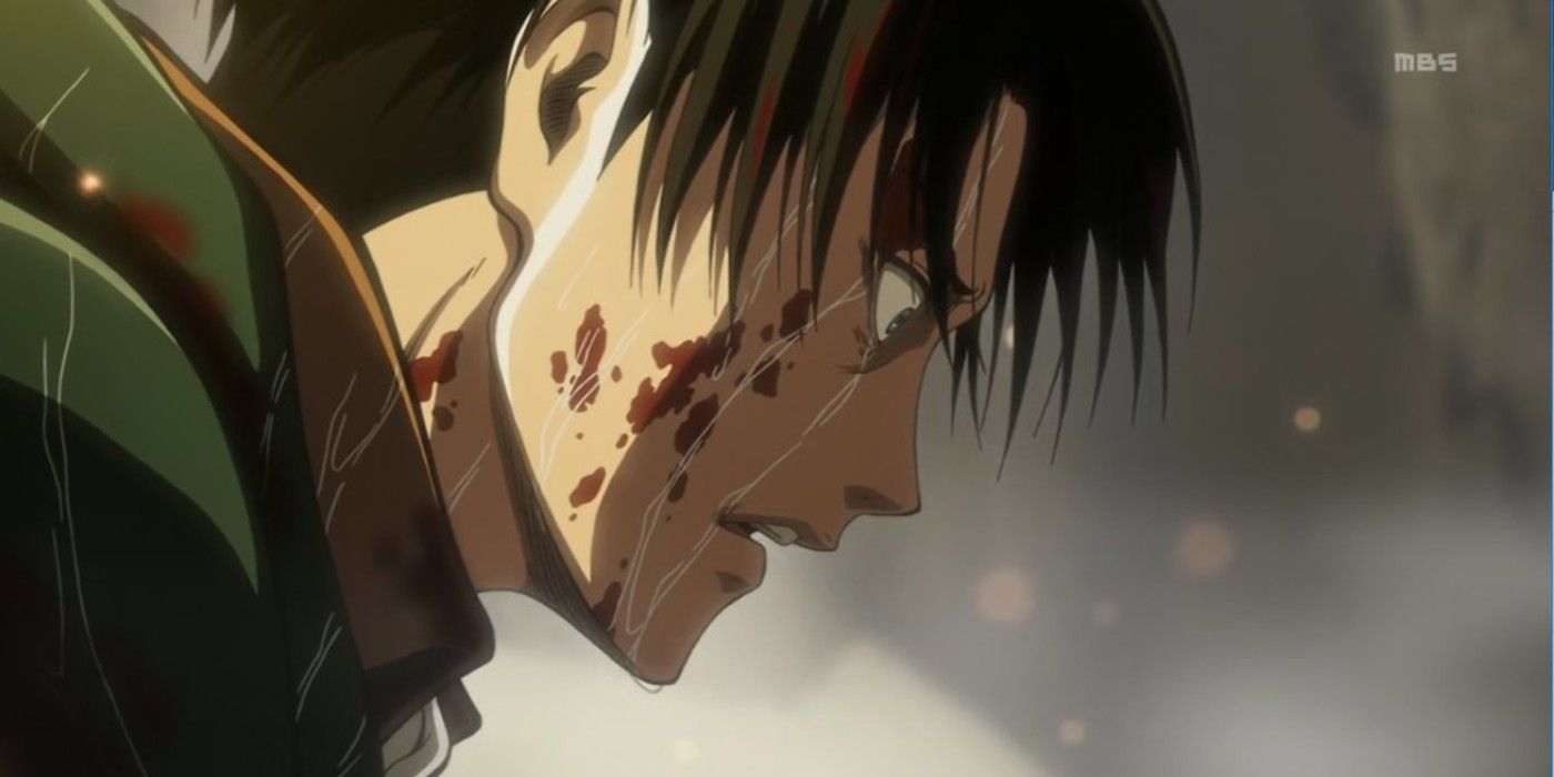 Attack On Titan No Regrets Levi Shell-shocked With Blood On His Face