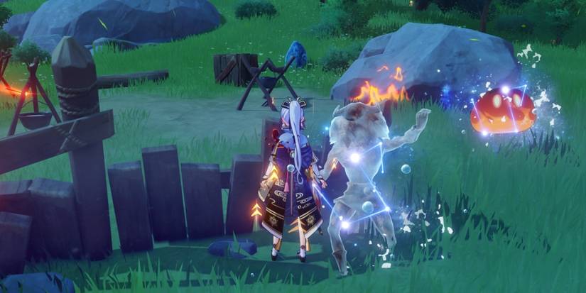 Ayaka next to a Frozen enemy