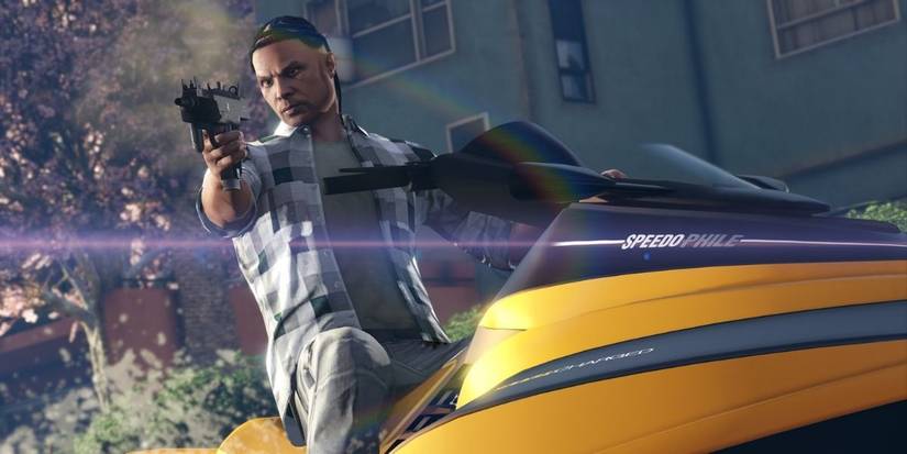 GTA online player rides a jet ski