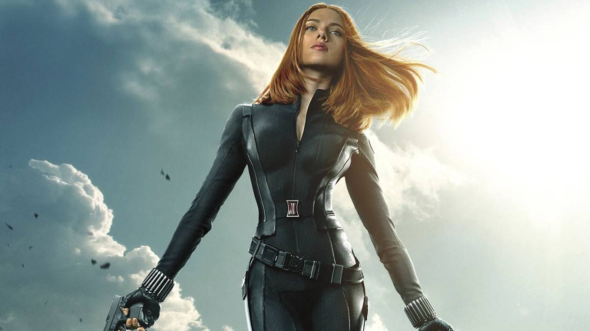 Scarlett Johansson as Black Widow sky background