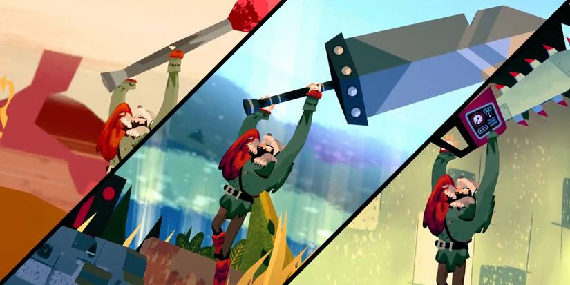 Bloodroots - 3-Image Collage Of Giant Two-Handed Weapon Overkill Finishers