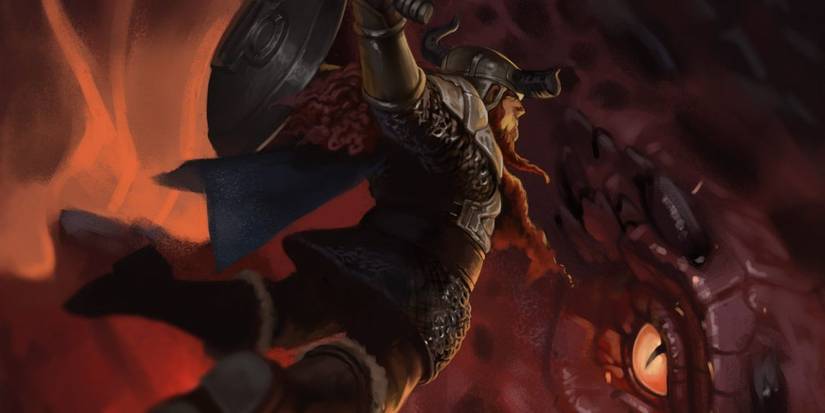 Bruenor Battlehammer Charging A Dragon