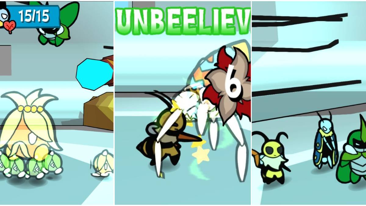 Kabbu, Leif, and Vi all battling bosses using their best skills