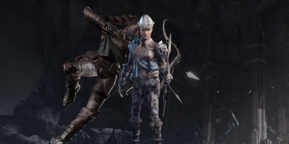 Catti-brie and the full Barbarian Diplomat Bow and armor set