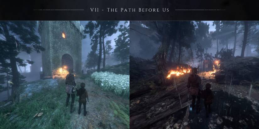 The portcullis and the first alchemist cart in A Plague Tale: Innocence.