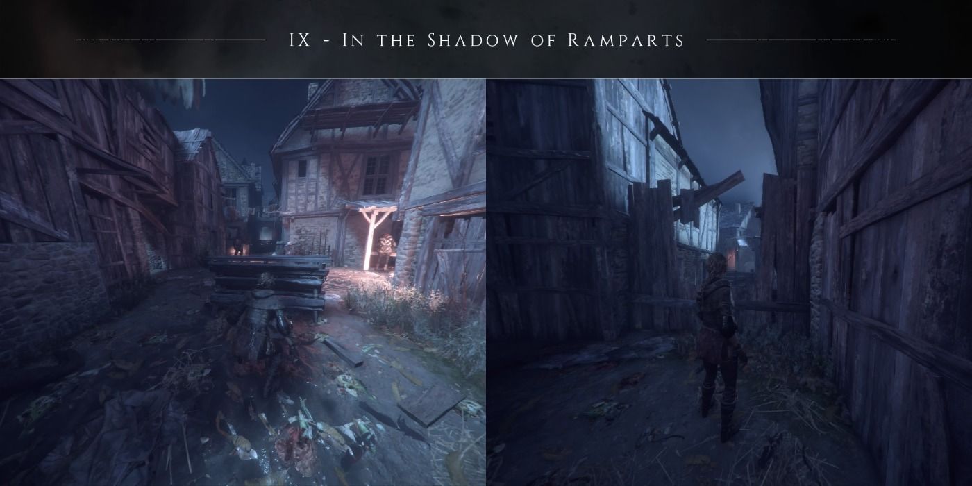 An area with 2 guards and the second alchemist cart in A Plague Tale: Innocence.